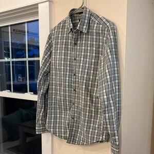 J. Crew Men's Green and White Plaid Shirt